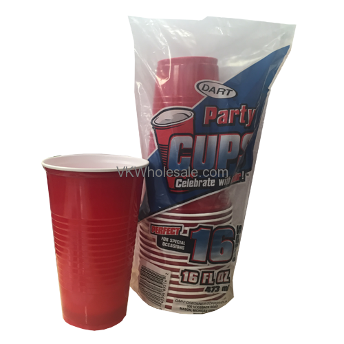 EZ Plastic Cups 16oz 12ct Red-wholesale 