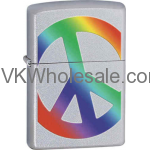 Zippo Classic Peace in Rainbow Color Satin Chrome Windproof Lighter Z274