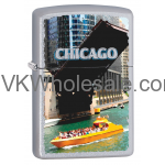 Zippo Classic Chicago Waterfront Satin Chrome Z102 Lighter Wholesale