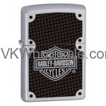 Zippo Harley Davidson Satin Chrome Lighter With Carbon Fiber Logo 24025 Wholesale