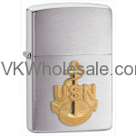 Zippo Windproof Navy Anchor, Emblem, Brushed Chrome Finish Lighter 280ANC Wholesale