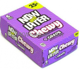Now & Later Candy Grape Chewy 24/6 PCS Bars Wholesale