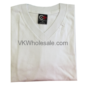 Wholesale V-Neck White Short Sleeves T-Shirts 12 pk
