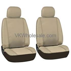 Solid Tan Superior Synthetic Faux Leather Car Seat Cover 6 PC Set Wholesale