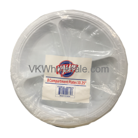 10 1/4" White 3 Compartment Plastic Plates Wholesale