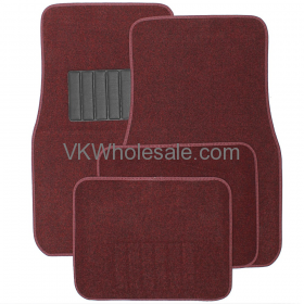 4-Piece Carpet Floor Mats - Red Car Mats