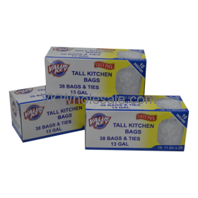 Value Key 13 Gallon Tall Kitchen Bags, 38 Count Wholesale