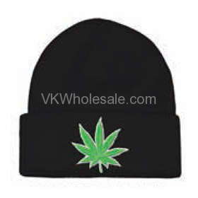 Green Leaf Embroidered Winter Skull Hats Wholesale