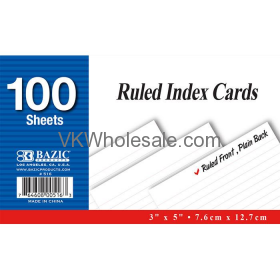 BAZIC 100 Ct. 3" X 5" Ruled White Index Card Wholesale