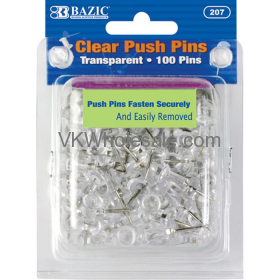 BAZIC Clear Transparent Push Pins (100/Pack) Wholesale
