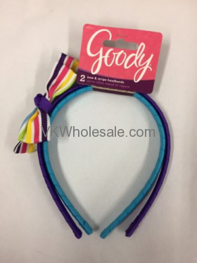 Goody Bow & Stripe Headbands 2pcs Purple & Blue Wholesale