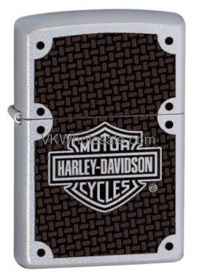 Zippo Harley Davidson Satin Chrome Lighter With Carbon Fiber Logo 24025 Wholesale